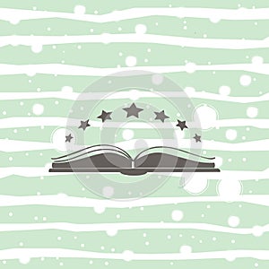 Open book vector icon with stars over it