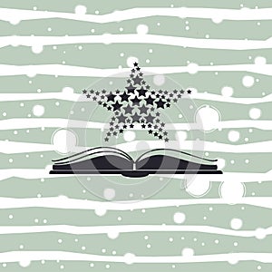 Open book vector icon with stars over it