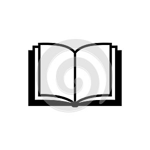 Open book vector simple icon. Black isolated open book icon.