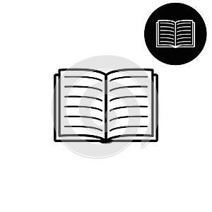 Open book - white vector icon