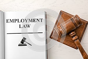Open book with words EMPLOYMENT LAW