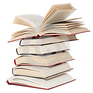 Open books stacked isolated
