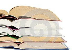Open books on white background