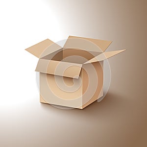 Open box cardboard mockup. Open carton cardboard box container package for delivery shipping