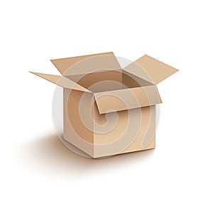 Open box cardboard mockup. Open carton cardboard box container package for delivery shipping