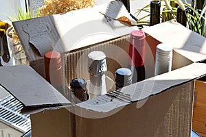 Open box or case of six bottles of wine after home delivery