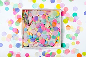 Open box with confetti