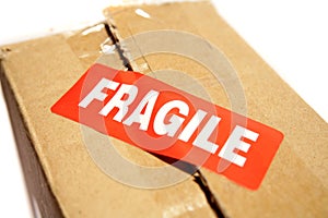 Open box with fragile sticker