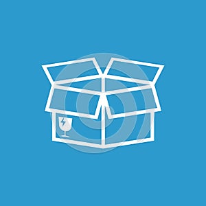 Open box icon. Shipping pack flat vector illustration on blue ba