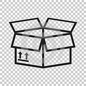 Open box icon. Shipping pack flat vector illustration on isolate