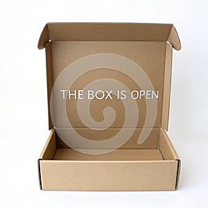 Open box with text 'the box is open