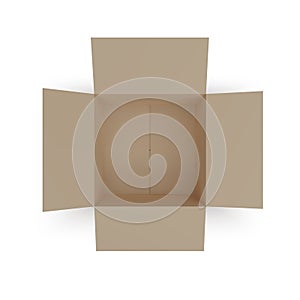 Open box top view. paper parcel. Realistic carton. Vector illustration
