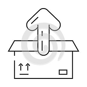 open box unpacking loading contents line icon vector illustration