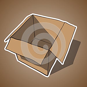 Open box with white outline. Cartoon vector