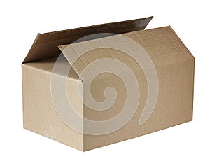 Open brown box isolated on a white