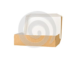 open brown cardboard box isolated on white background