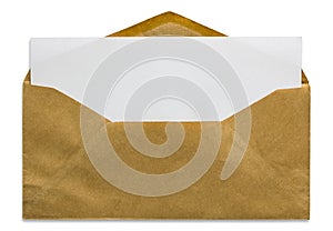 Open brown envelope with blank letter