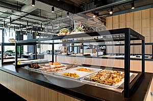 Open buffet restaurant, catering business, interior design photo