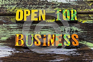 Open for business shop local store entrance sign