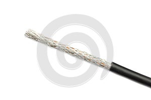 Open cable insulator of shielded isolated on white.