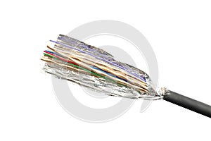 Open cable insulator of shielded isolated on white.