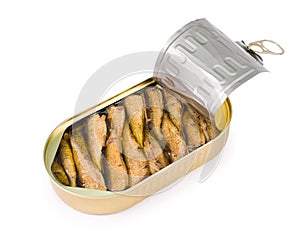 Open can of sprats photo