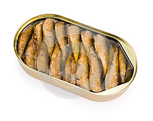 Open can of sprats photo