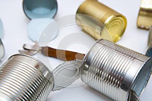 Open cans and a can opener