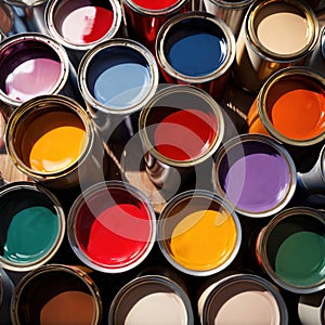 Open cans of paint in many colors, representing diversity and choice