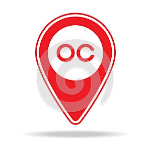open captioning map pin icon. Element of warning navigation pin icon for mobile concept and web apps. Detailed open captioning map