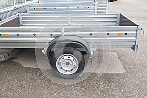 Open car trailer. Trailer for passenger cars.Sale, rental and maintenance of trailers