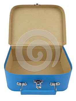 Open cardboard blue lunch box