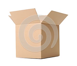 Open cardboard box on background