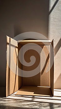 Open Cardboard Box with Dramatic Shadows