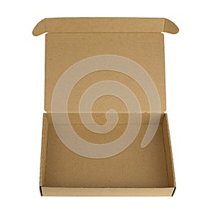 Open cardboard box with a lid