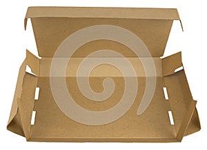 Open cardboard box with a lid