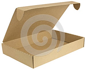 Open cardboard box with a lid