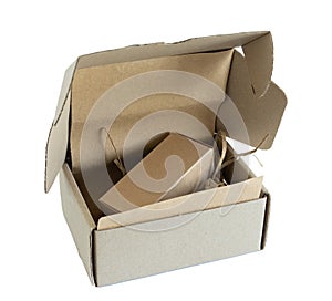 Open cardboard box. Packaging