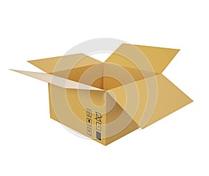 Open cardboard box for shipping goods