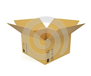 Open cardboard box for shipping goods