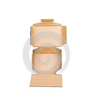 Open cardboard box  top view isolated on white background , clipping path