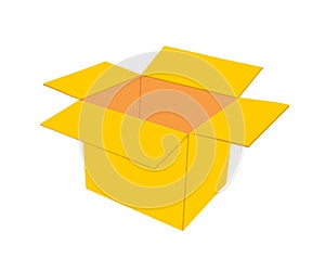 Open cardboard box vector illustration isolated on white background.