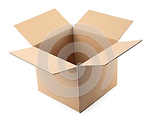 Open cardboard box on white background