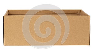 Open cardboard box on white background. Suitable for food, cosmetic or medical packaging