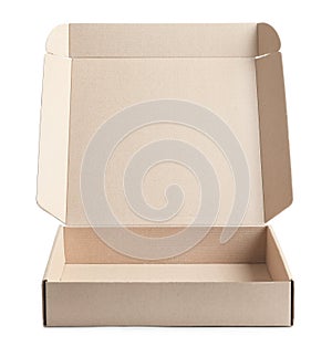 Open cardboard pizza box