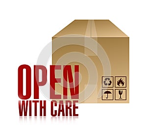 Open with care box illustration design