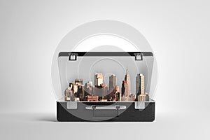 Open case with cityscape