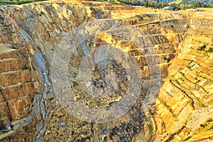 Open cast gold mine. View into the pit