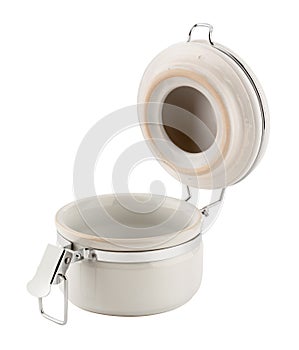 Open Ceramic Canister with Metal Clamp