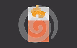 Open cigarettes pack box flat style white illustration